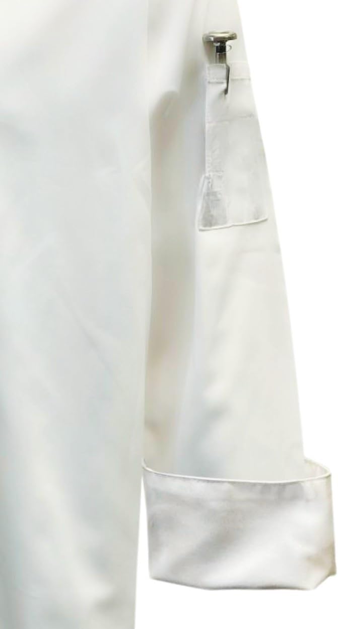 TrueCraftware- Relaxed Fit White Long Sleeve Chef Jacket with French Cuffs Small Size- Chef Jacket Chef Coat Restaurant for Food Service Bakers and Culinary Professional
