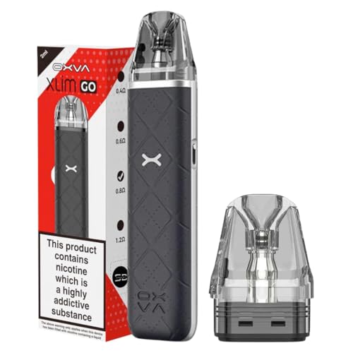 Oxva Xlim Go Pod Kit [Dark Grey] - Available in 16 colours - 1000mAh Battery Type-C Fast Charging 30W Output RGB Indicator Anti-Leak - Works with all Xlim Pods - No Nicotine
