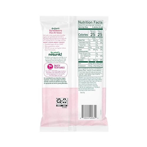 Image of Little Bellies Organic Strawberry Pick-Me Sticks Baby Snack 0.56 oz, (Pack of 40)