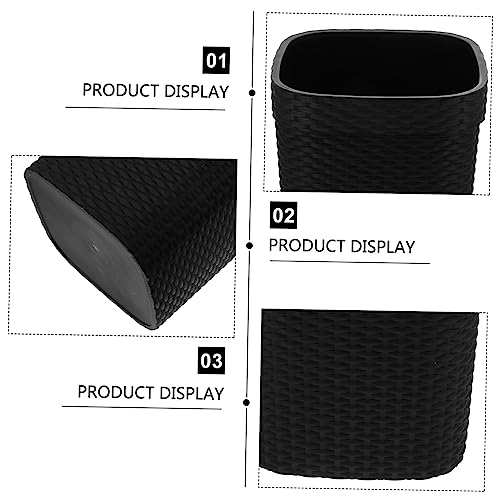 Caneca de basura plástica rectangular negra de 1.25 lb miniatura 3