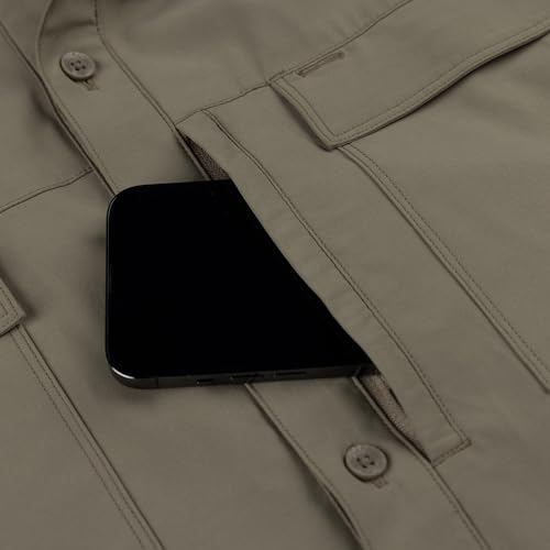 Men's Short Sleeve Hay Baler Button Down Shirt, Breathable Performance Work Shirt for Farmers and Ranchers with UPF304