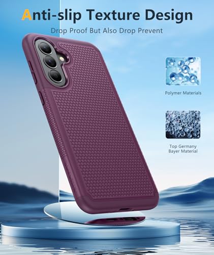 Image of FNTCASE for Galaxy A37-5G Phone Case - Samsung Military Grade Drop Protection Cover, 14ft Drop Tested, Screen Protector Included, Anti-Slip Textured, TPU+PC Dual Layer Shockproof (Burgundy Purple)