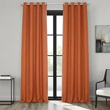 HPD Half Price Drapes Grommet Linen Curtains 120 Inches Long Room Darkening Curtains for Bedroom & Living Room 1 Panel, 50W x 120L, Desert Orange