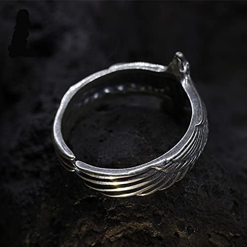 Yocoyee Retro Eagle Ring Thai Silver Feather Hawk Falcon Adjustable Ring Trendy Personality Ring for Men Style 1 image 4 of 7 B099JK8WZ3