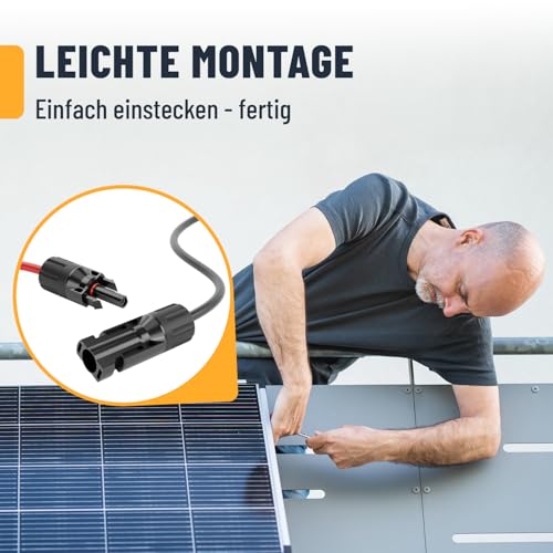 2X 10 Meter Solarkabel 4mm2 H1Z2Z2-K schwarz & rot von ABSINA - PV Kabel 4mm2 UV-beständig - Photovoltaik Kabel 4mm - Balkonkraftwerk Verlängerungskabel für Solarpanel