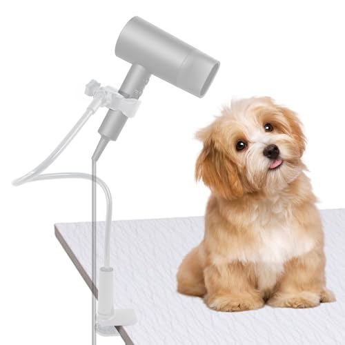 Support sèche-cheveux pour chien blanc réglable mains libres avec pince - 2