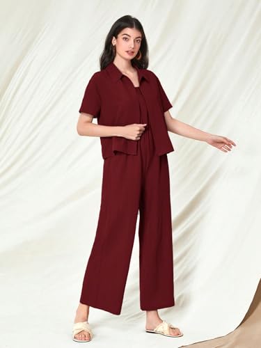 Image of TOPLOT Women's Jumpsuit Co-ord Set | Soft Breathable Feel | Comfortable Fit with Easy Movement | Stylish One-Piece Outfit Design | Perfect for Casual & Travel (5225)