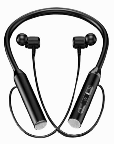 Wireless Neckband Earphones Heaphones Black Headset Bluetooth 5.2 Sport Handsfree Long Battery Life Stable Connection Reliable Earbuds Audio Music Magnetic Bass with Mic Neckband Earphone