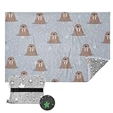 Flannel Travel Blanket Cute Walrus Polka Dot Blue Fluorescence Pillow Bed Blanket for Car Airplane Train Soft Warm Cartoon Plush Throw Blanket for kids Women Gifts 65'X55'