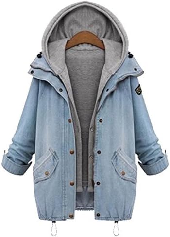 Milumia Women's Hooded Drawstring Boyfriend Trends Jean Swish Pockets Two Piece Coat Jacket