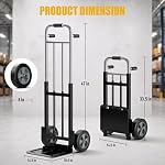 800 LB Alliage en acier lourd pliant camion à main Dolly 8" Roues en caoutchouc massif,Poignées de poignées en mousse double,Conception pliable pour la maison,Warehouse & Déménagement de bureau, idéal pour les boîtes & Appareils