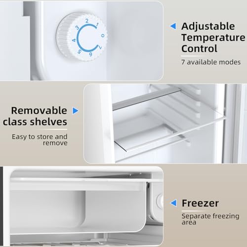 Image of Antarctic Star 3.2 Cu.Ft.Compact Refrigerator with Freezer, Mini Fridge Single Door with Adjustable Thermostat,Removable Glass Shelves for Apartment,Dorm,Office,Kitchen,WHITE