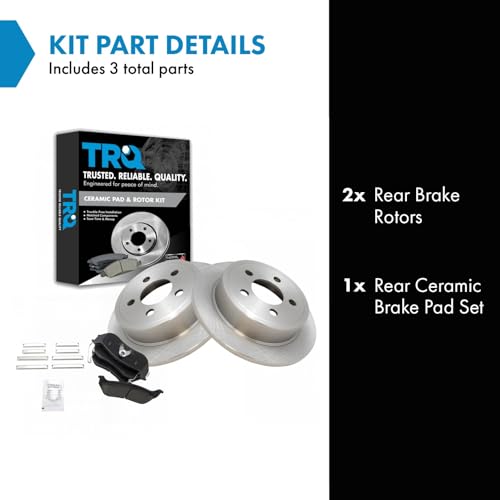 Image of TRQ Rear Brake Pad and Rotor Set Ceramic Solid Rotors