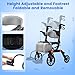 2-in-1Foldable Rollator Walker with Seat & Transport Wheelchair Combo ,All-Terrain Rolling Walker,Adjustable Height for Indoor Outdoor Mobility with Brakes & Storage Pouch