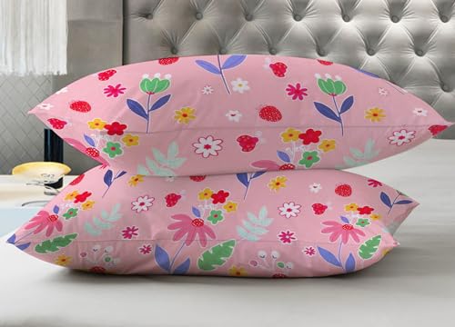 Image of RD TREND Glace Cotton Assorted Pillow Cover Set of 4 (8 Pcs) - Premium 210 TC, Standard Size 18 inchx28 inch | Soft & Breathable Floral Printed Design for Bedroom |Multi-3