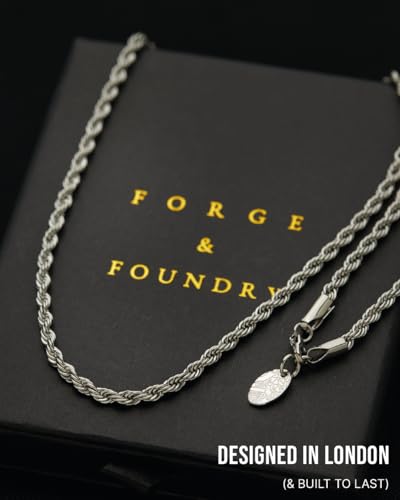 Forge & Foundry Men's 3mm Polished 316L Solid Stainless Steel Chain | Men’s Layering Necklace | “Martel” | Refined Hand-Crafted Jewelry, Designed by Jewelers, Forged for Men2