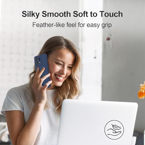 Image of DIZORO Microfiber Candy Case Compatible for Motorola Edge 50 Pro 5g Smooth Touch Cushion Liquid Soft Silicone Gel Rubber Phone Cases Non-Slip Full Body Protective Shockproof Back Cover (Navy Blue)
