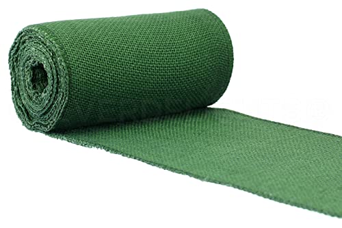 Premium 6-Inch Green Jute Burlap Fabric Roll – 10 Yards with Finished Edges for Crafting and Decor