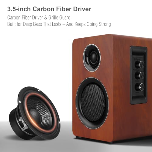 Image of Computer Speakers, Bluetooth 5.3, USB-C, AUX /RCA, 3.5-Inch Woofer, Brown
