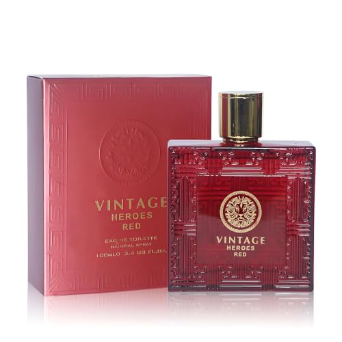 Image of AFLUXE Vintage Heroes Red EDT Men's Cologne, Fresh Scent | Fresh masculine cologne for men classic bottle design. Eau de toilette natural spray great holiday gift idea. 3.4 fl oz.