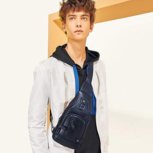 FANDARE Leren borstzak, sling-rugzak, sling-chest bag voor heren, schouderrugzak, jongens, schoudertas voor outdoorsport… - Image 3