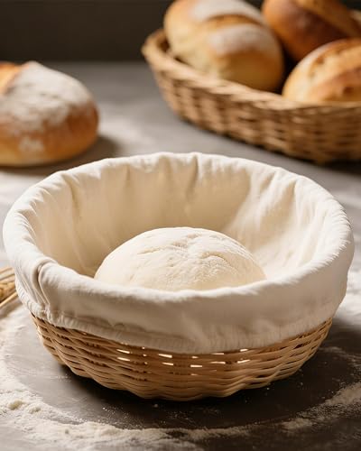 Yotlein Linen Insert for Proofing Basket 4 Pieces, Bread Proofing Cap, for Home and Professional Baking and Bakery (2 Pieces Round and 2 Pieces Oval) — view 2