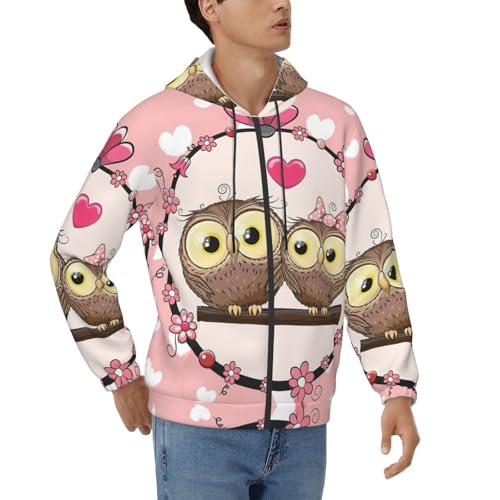 Sweat à capuche homme à motif chouettes pour un style casual sans effort