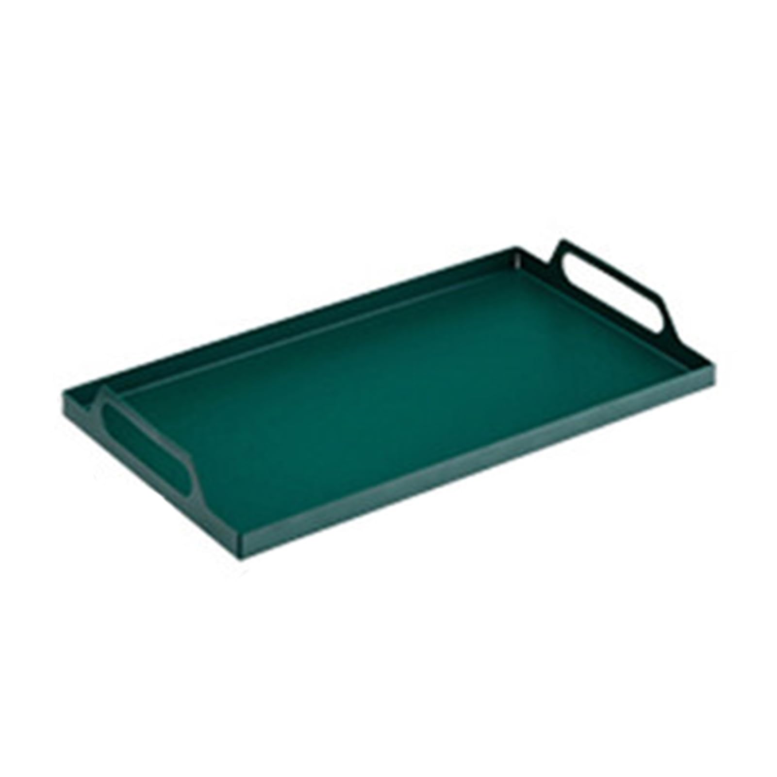 Xcsdew Green Wrought Iron Tray,Rectangular Pastry,Home Decorative Storage Box,Openwork Handle,Suitable For Teahouses(,40X23.8x5.4cm)