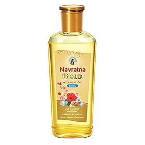 Navratna Gold Ayurvedic Hair Oil | with 24K Gold & 9 Ayurvedic Herbs | Lightweight, Non-Greasy & Fast-Absorbing | Relaxing Head Massage Oil | Deeply Nourishes Hair | 6.76 Fl Oz (200ml)