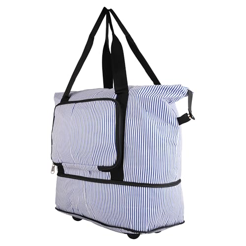 Image of ENSAC Premium Duffle Travel Bag for Men and Women, Luggage Travelling Bag for Women, Stylish Duffel Cabin Size Duffle Bag-White Blue