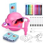 MMOBIEL Robot da Disegno per Bambini Giocattolo Educativo Interattivo con 100 Carte, 12 Pennarelli Colorati, Guida Vocale e Batteria Ricaricabile USB-C – Regalo Creativo per Età 3-9 – Rosa