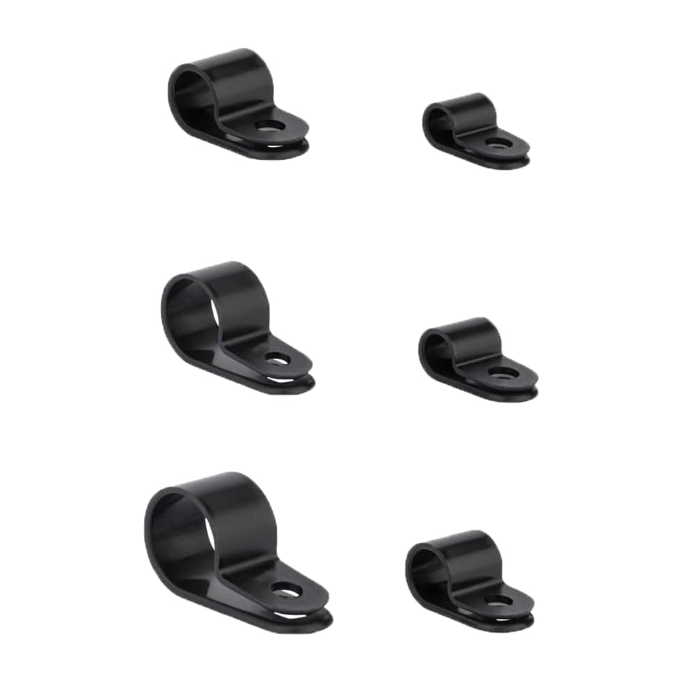 Ukcable-Ties Black 10X Nylon Plastic P Clips Fasteners For Conduit Cable Tubing & Sleeving (Ø 8Mm)