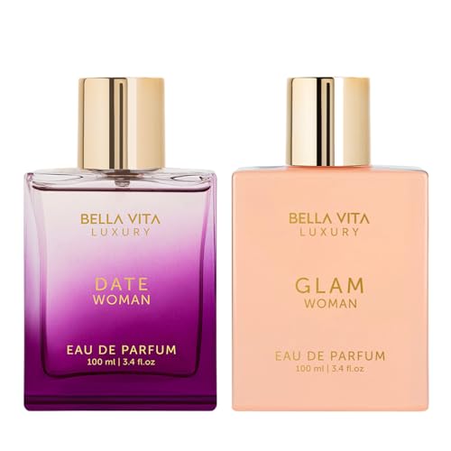 Bella Vita Luxury Women's Gift Set - Date Woman & GLAM Perfume for Women's | Pink Pepper, Red Fruit & Jasmine | Fruity & Spicy Long Lasting Perfume | 2 * 100 ML