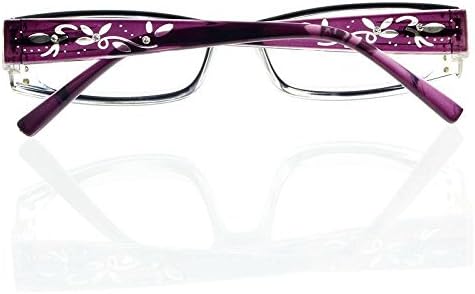Stylish Designed Womens Flowers Rhinestone Spring Hinge Reading Glasses