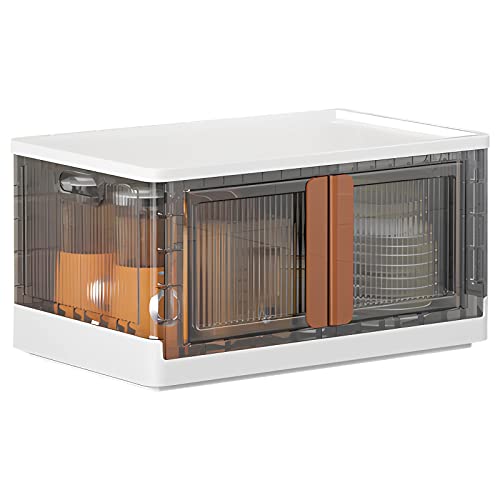 Glovios Aufbewahrungsbox mit Deckel, 72L Groß Stapelbare Kisten, Transparent Klappbox Faltbar mit Rollen, Ordnungsboxen Storage Boxes für Bad/Küche/Spielzeug/Camping-1 Stück