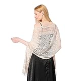 Huralona Women Floral Lace Shawls and Wraps for Evening Dress (Cutwork, Beige)