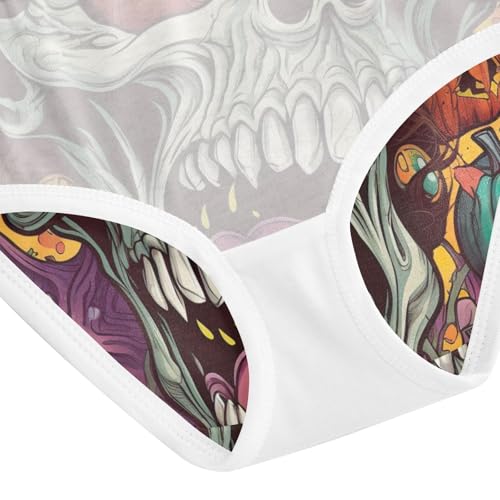 Toddler Girl Briefs, Halloween Skull Scream Cotton Underwear for Girls, 2–8 Years4