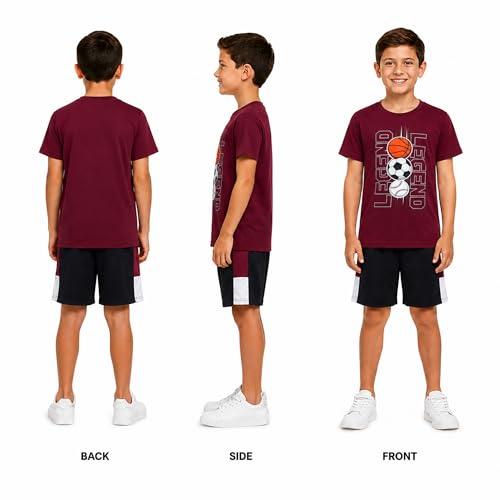 Image of Pro Athlete Active Boys Short Sets - 2 Piece Performance Crewneck Short Sleeve T-Shirt and Shorts Boys Athletic Sets (8-16)