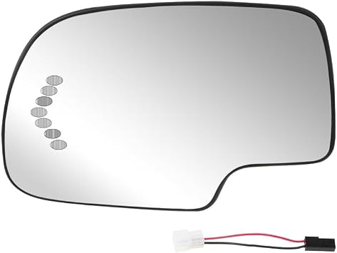 Senzeal Driver Side Mirror Glass Replacement for Chevrolet Suburban Silverado Cadillac Escalade GMC Sierra Yukon Chevy Tahoe Avalanche 2003-2007 Heated Mirrors with Turn Signal Left Side