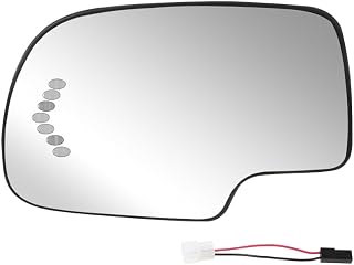 Senzeal Driver Side Mirror Glass Replacement for Chevrolet Suburban Silverado Cadillac Escalade GMC Sierra Yukon Chevy Avalanche 2003-2007 Heated Mirrors with Turn Signal 88944391 (Left Side)