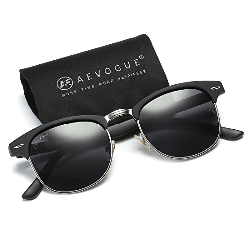 Image of AEVOGUE Polarized Semi Rimless Sunglasses for Men Women, Retro UV400 Sun Glasses for Driving Outdoor