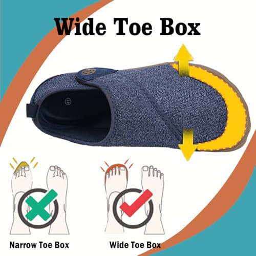 Women's Wide Toe Diabetic Shoes Men's Adjustable Walking Shoes Comfortable Arthritis Edema Barefoot Moccasin Slippers Lightweight Slip On Sandals Non-Slip Zero Drop Sole Blue2