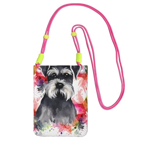 Schnauzer Cell Phone Purse For Women, Cell Phone Sleeve Pouch Case Wallet Bag With Black Shoulder Strap Travel Pouch - Main Image