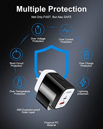 [3Pack/20W] Usb C Charger Adapter, Dual-Port Pd Usbc Wall Charger Block For Iphone 14 Pro 13 12 11 10 X Xr Xs Max, Type C Brick Power Box Quick Charge 3.0 Cargador Cube Base For Samsung Galaxy S22+ #TOP4