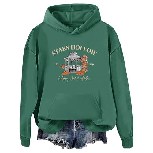 Stars Hollow Where You Lead I Will Follow - Sudadera con capucha con diseño de estrellas huecas, Where You Lead I Will Follow, verde, S