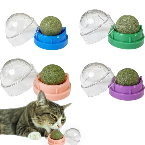 RNXSIB 4 Stück Katzenminze Ball, Catnip Ball, Katzenminze, Catnip, Cat Nip, Katzen Minze, Bürsten Sie die Zähne Ihrer Katze und Schützen Sie Ihren...