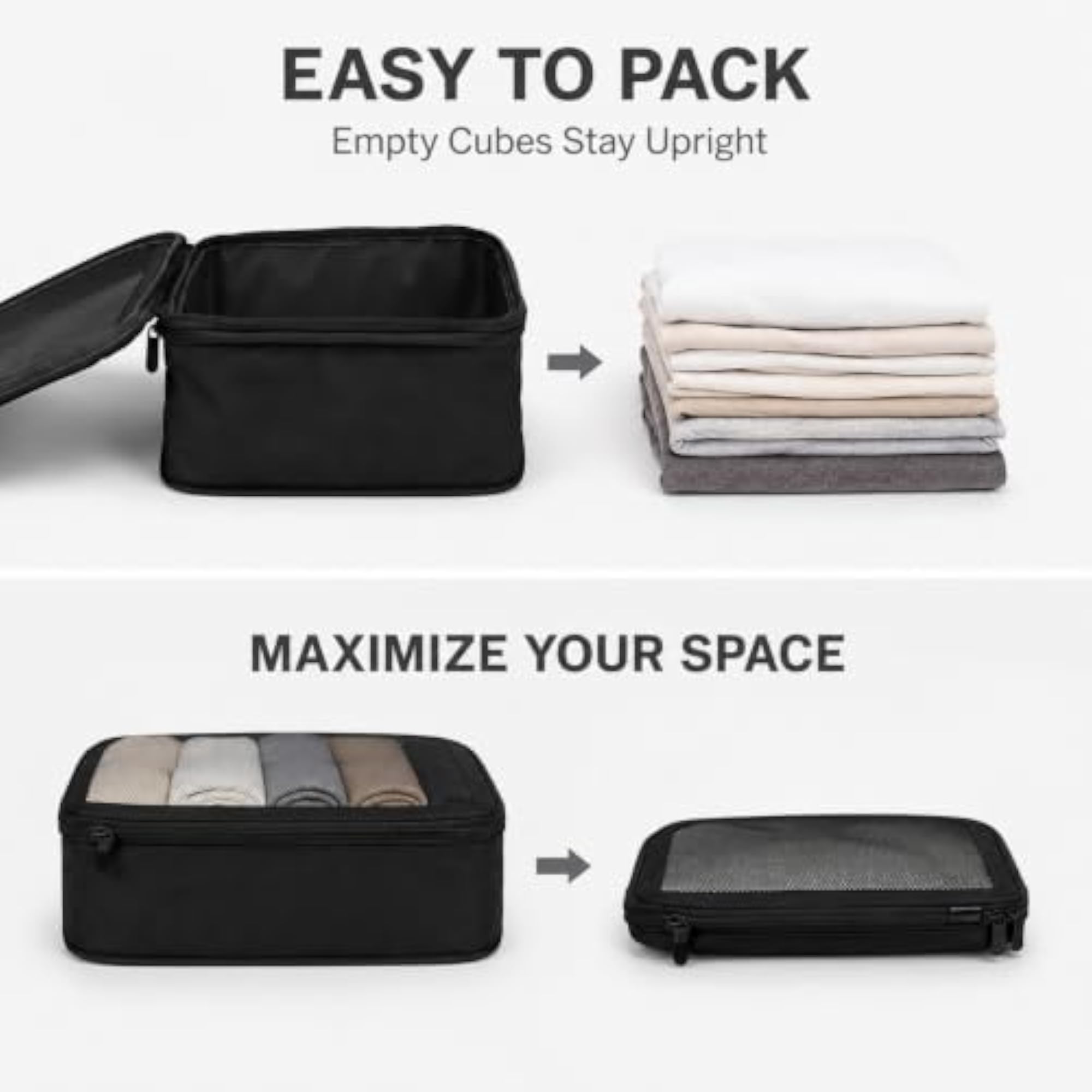 Compression Packing Cubes Set Nylon with Mesh Top (6 Piece)