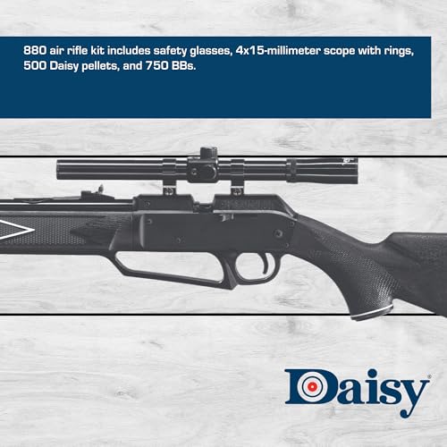 Image of Daisy Powerline 880 Multi-Pump Pneumatic Air Rifle Kit with 4x15 Scope - .177 Caliber BB or Pellet Gun, 800 FPS.