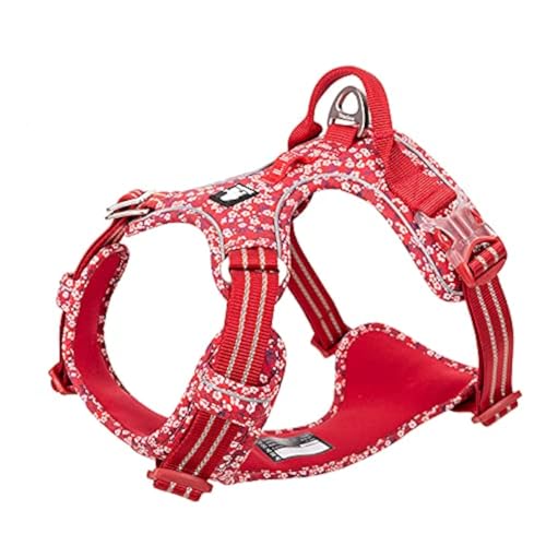 WINHYEPET-True-Love-No-Pull-Dog-Harness-Cotton-Fabric-Breathable-and-Reflective-Soft-Adjustbale-for-Running-Walking-Suitable-Small-Medium-Large-Cats-Dogs-TLH5655Poppy-Red-M