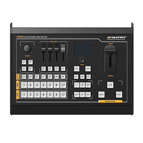 AVMATRIX VS0605 6CH SDI/HDMI Multi-Format Live Production Video Switcher Mixer with Recorder